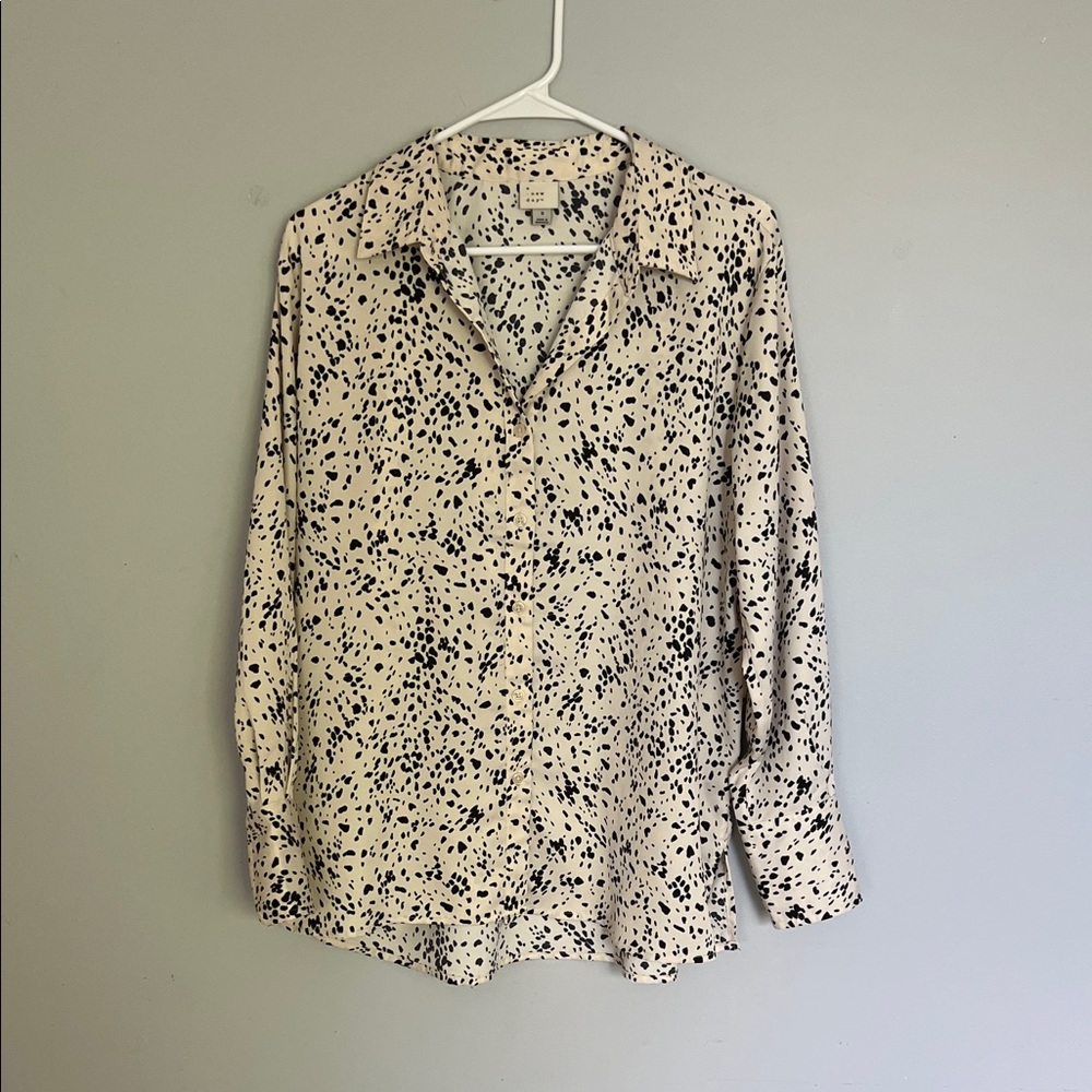 A New Day Cream and Black Patterned Blouse